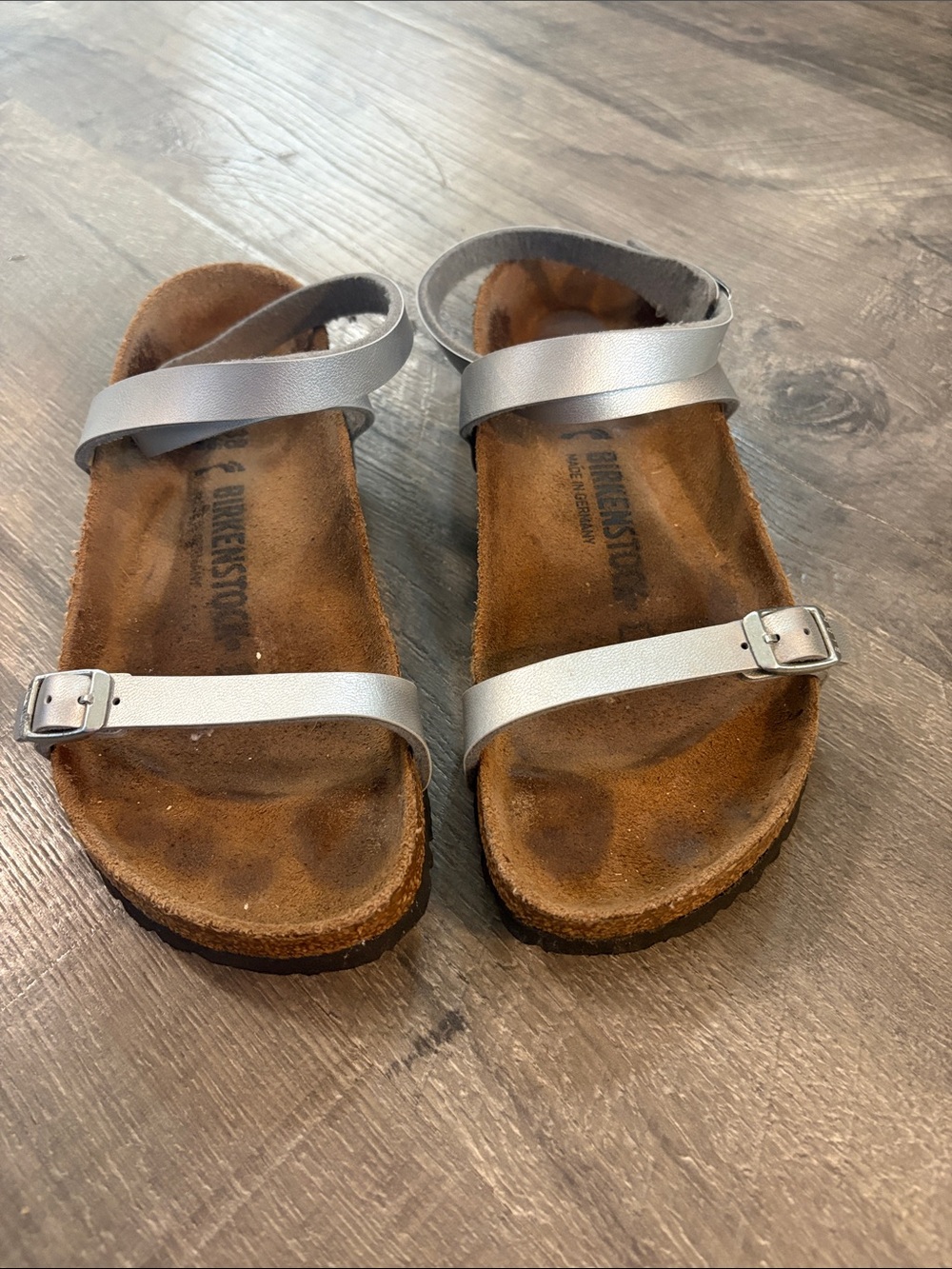Birkenstock  Metallic Silver Double-Strap Sandalst